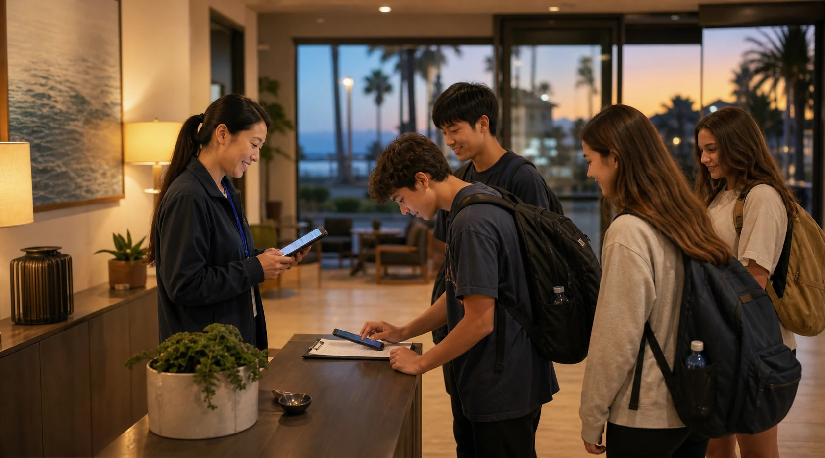 圣地亚哥游学晚间 check-in 流程示意:带队师生比、应急联系链、医疗预案前置