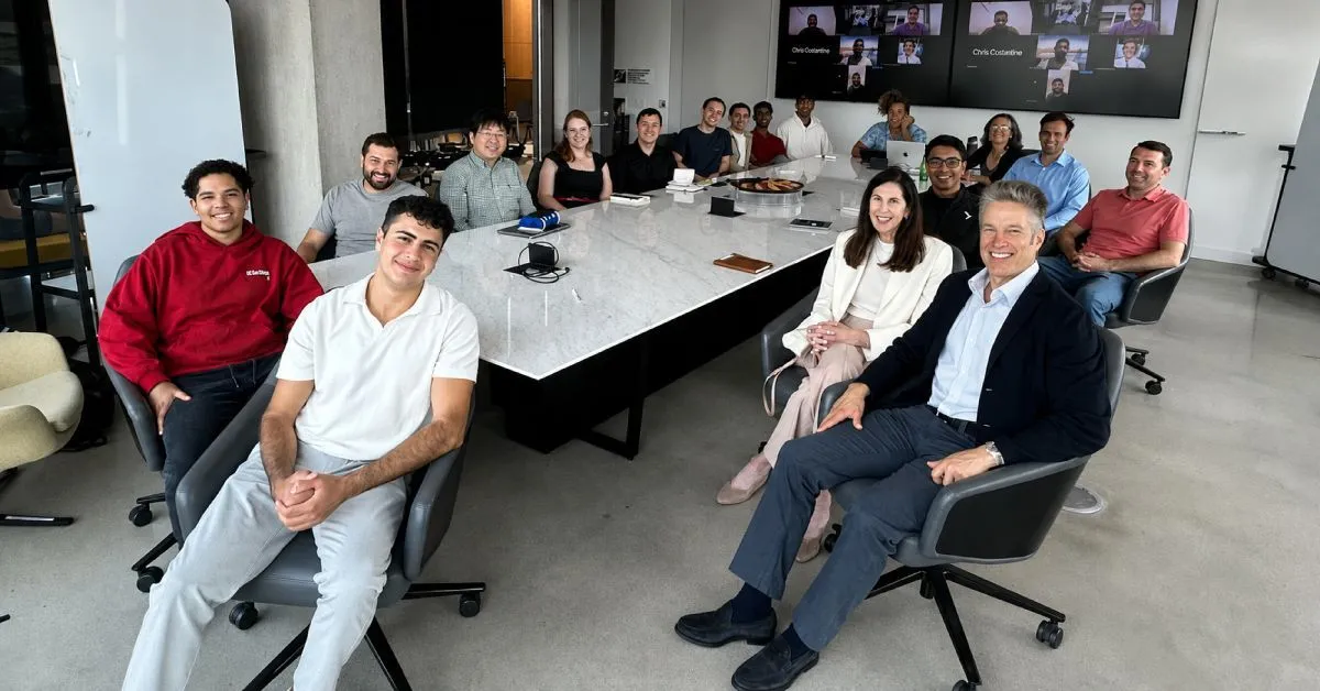 Members of UC San Diego's inaugural joint incubator cohort meet at the Design and Innovation Building